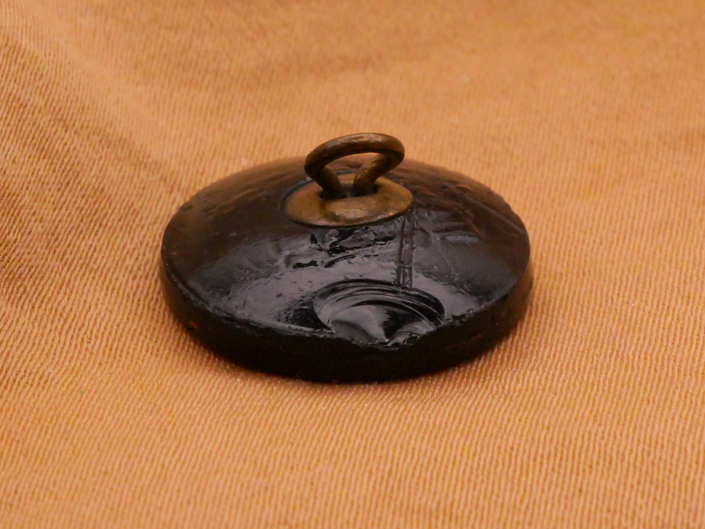 Roman Chariot Horse Gold Black Glass Button 17mm