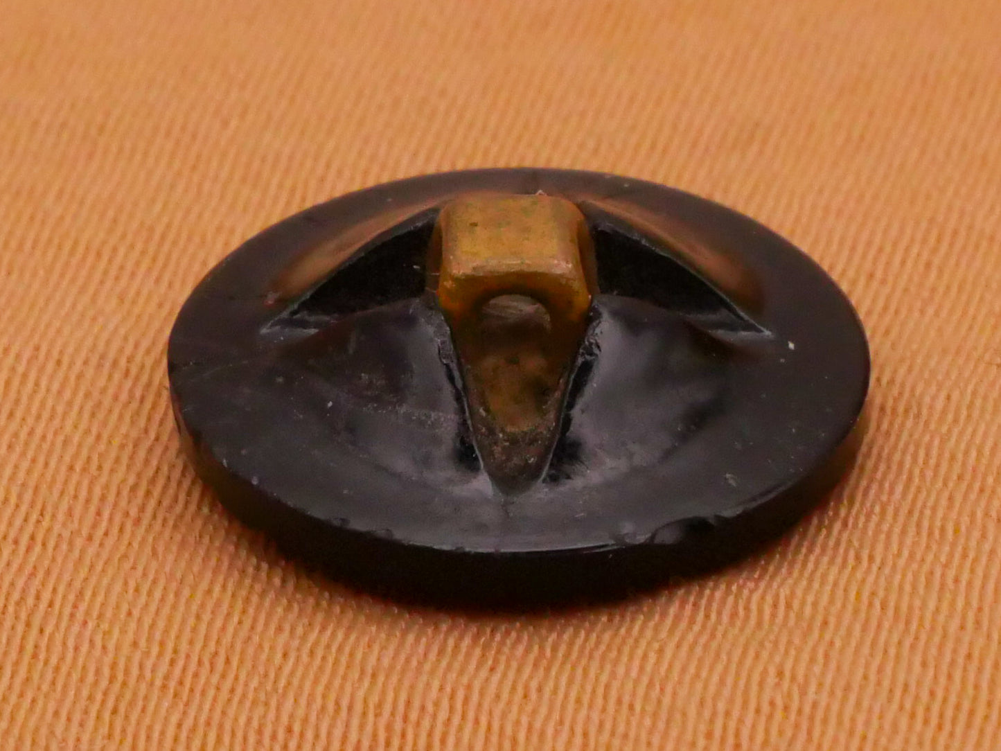 Greek Key Design Faceted Edge Black Glass Button 14mm
