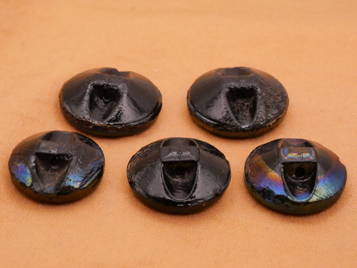 Dog Chasing Bird Landscape Scene Black Glass Button Various 16-19mm