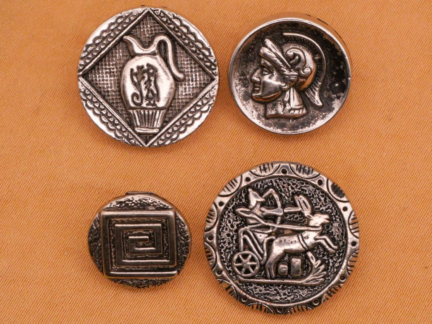 Grecian Greece Greek Motif Metallized Plastic Button Various 13-19mm