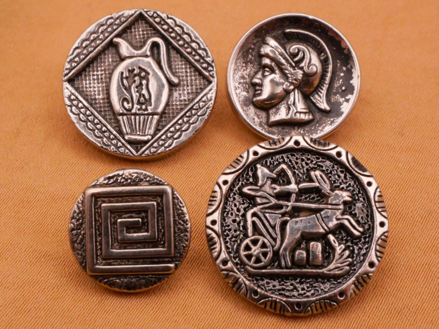 Grecian Greece Greek Motif Metallized Plastic Button Various 13-19mm