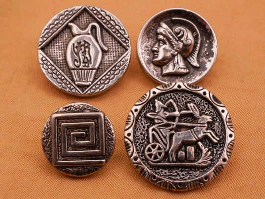 Grecian Greece Greek Motif Metallized Plastic Button Various 13-19mm