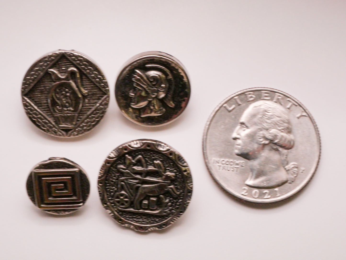 Grecian Greece Greek Motif Metallized Plastic Button Various 13-19mm
