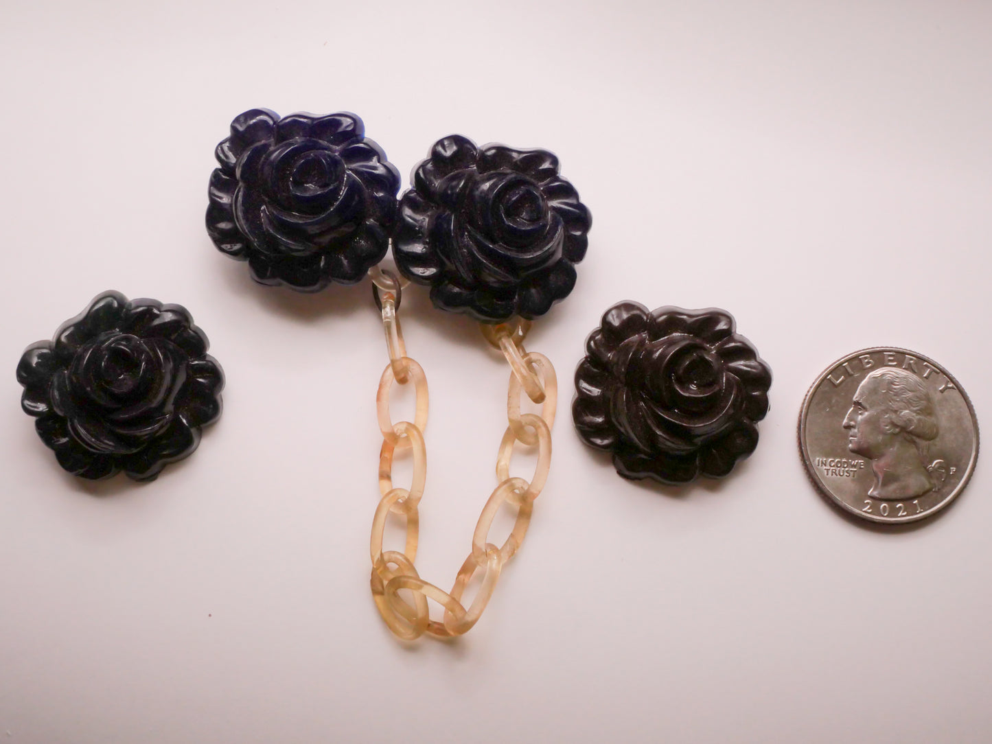 Rose Vintage Early Plastic Button or Brooch Various 25-52mm