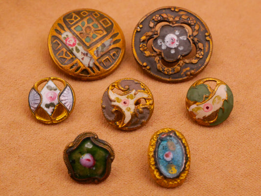 Rosebud Rose Flower Enamel Victorian Metal Button Various 7-14mm