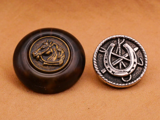 Horse or Horseshoe Vintage Plastic Button Various 15-20mm