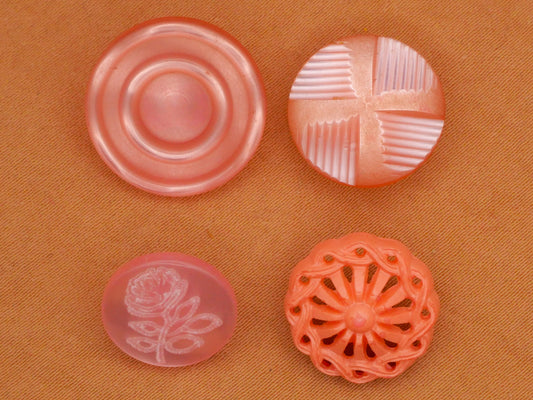 Peachy Pink Vintage Plastic Button Various 13-18mm