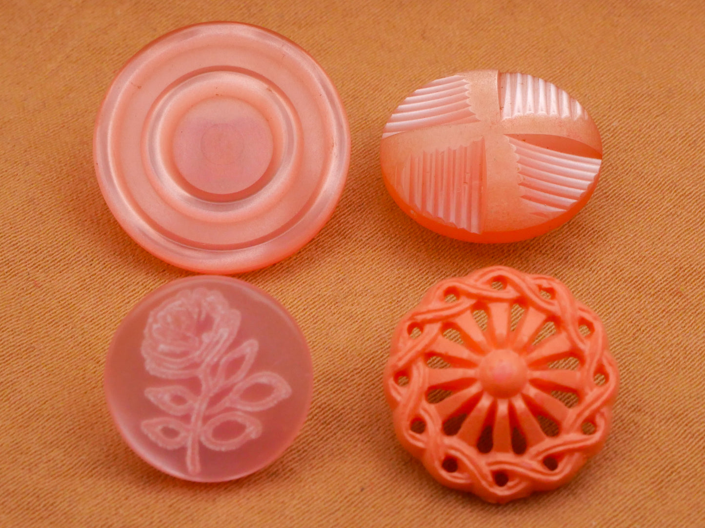 Peachy Pink Vintage Plastic Button Various 13-18mm