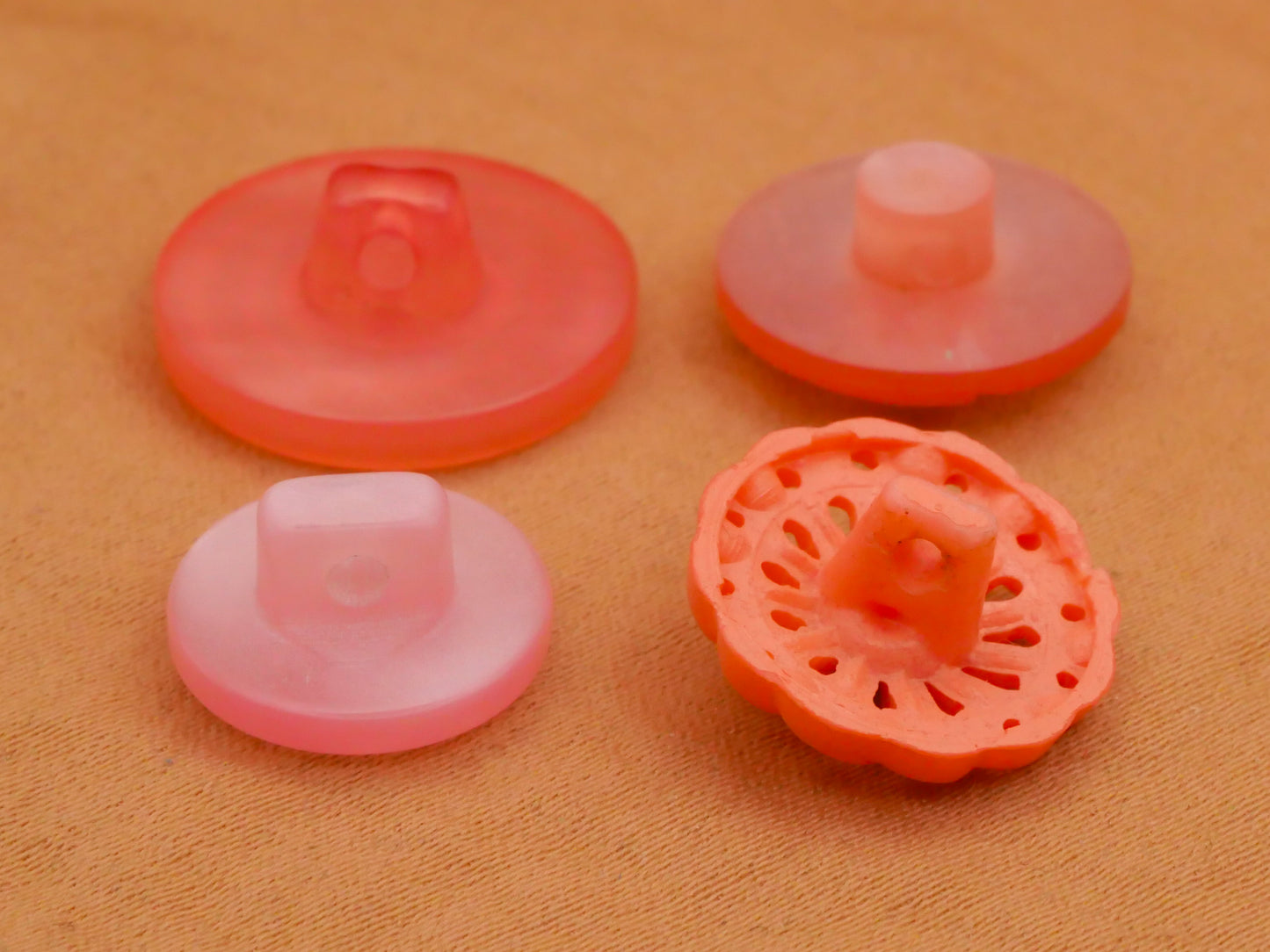 Peachy Pink Vintage Plastic Button Various 13-18mm