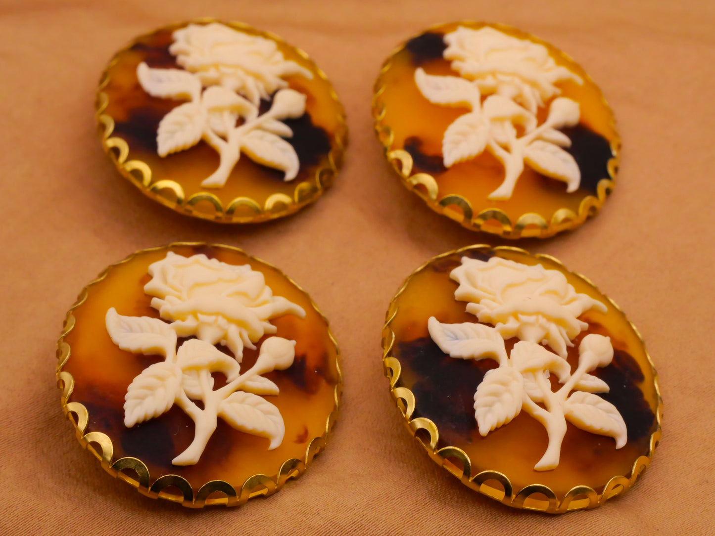 Rose Stem Tortoiseshell Look Resin Plastic Metal Large Button Various 31x41mm