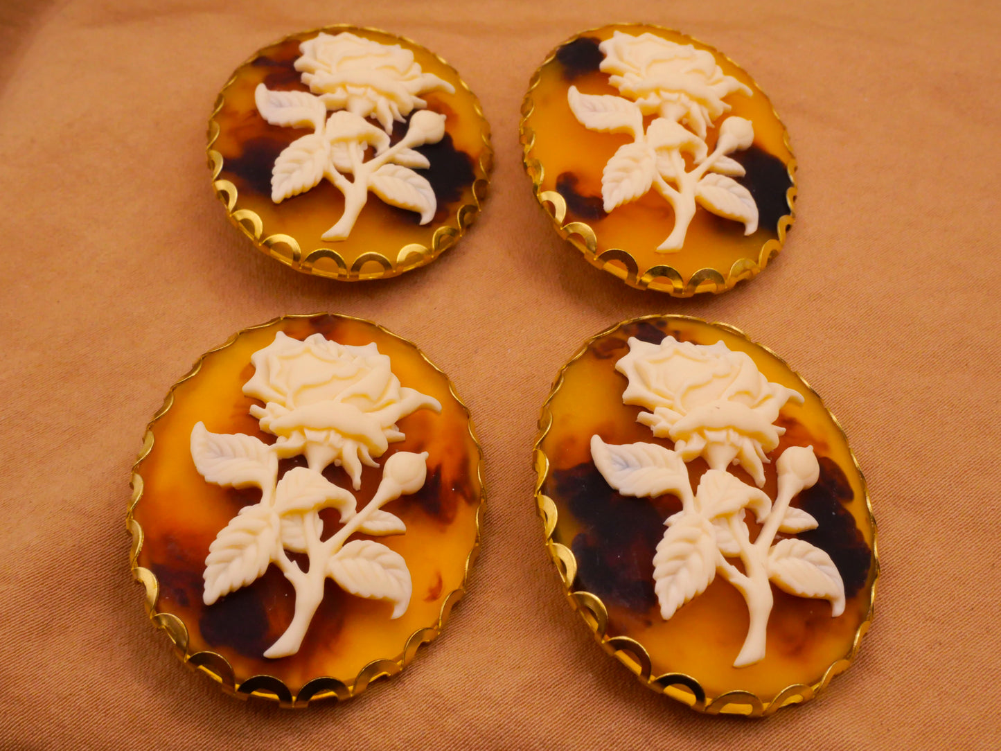 Rose Stem Tortoiseshell Look Resin Plastic Metal Large Button Various 31x41mm