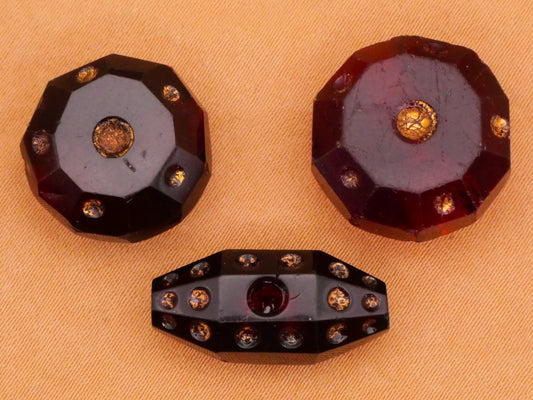 Studded Look Cranberry Rich Red Antique Glass Button Various 9-20mm