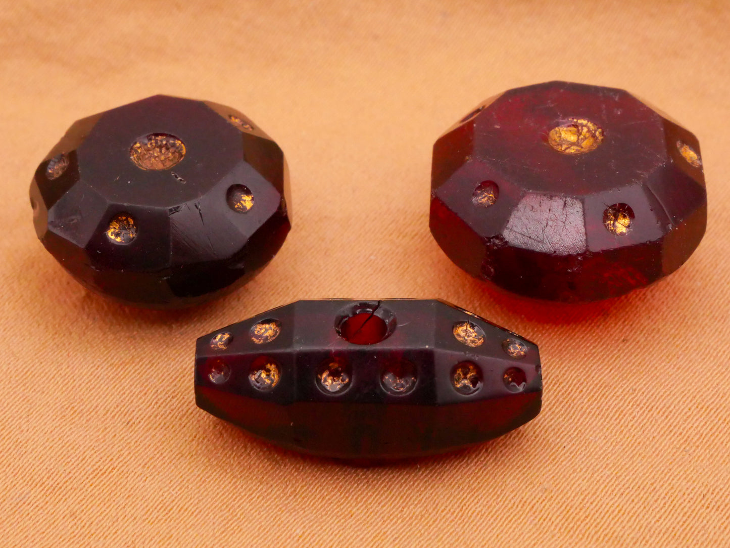 Studded Look Cranberry Rich Red Antique Glass Button Various 9-20mm