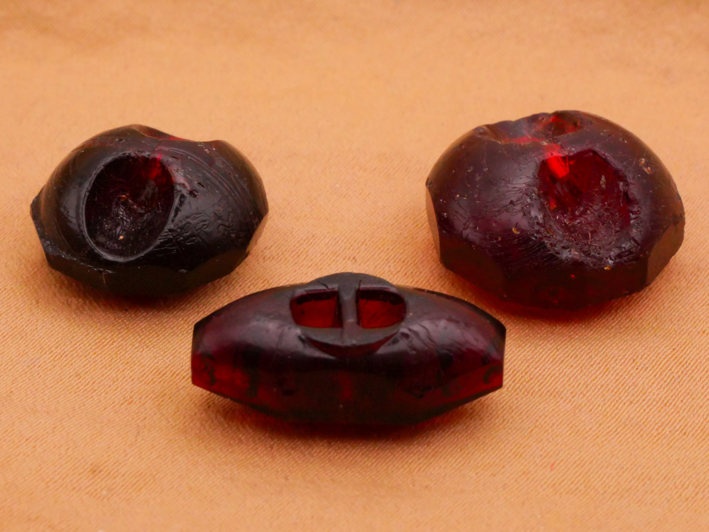 Studded Look Cranberry Rich Red Antique Glass Button Various 9-20mm