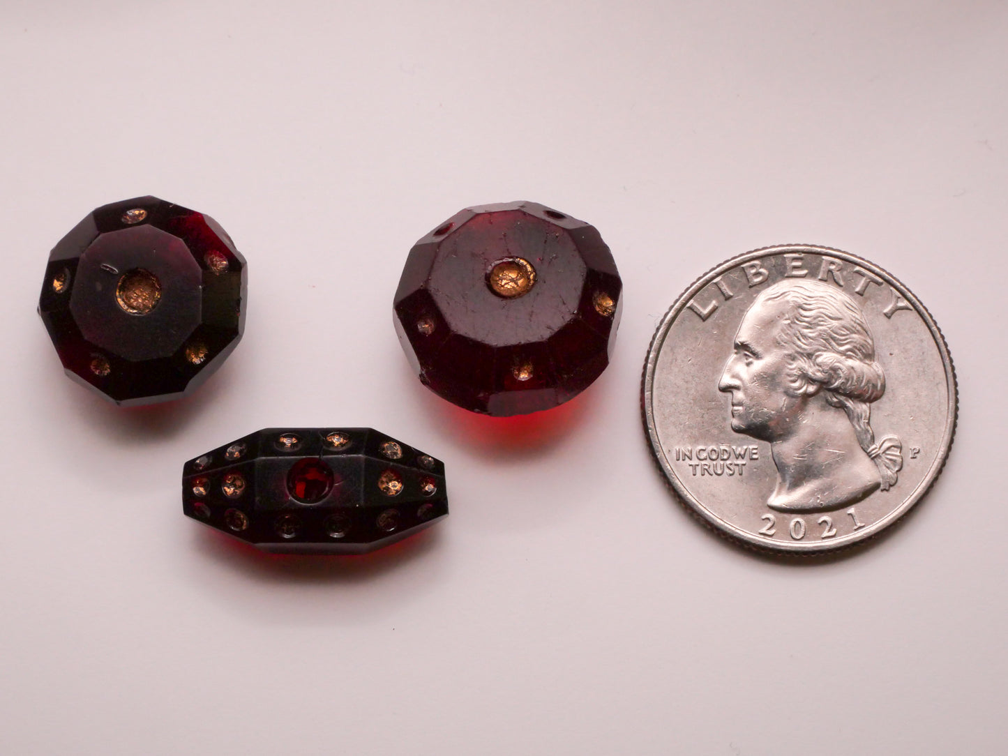 Studded Look Cranberry Rich Red Antique Glass Button Various 9-20mm