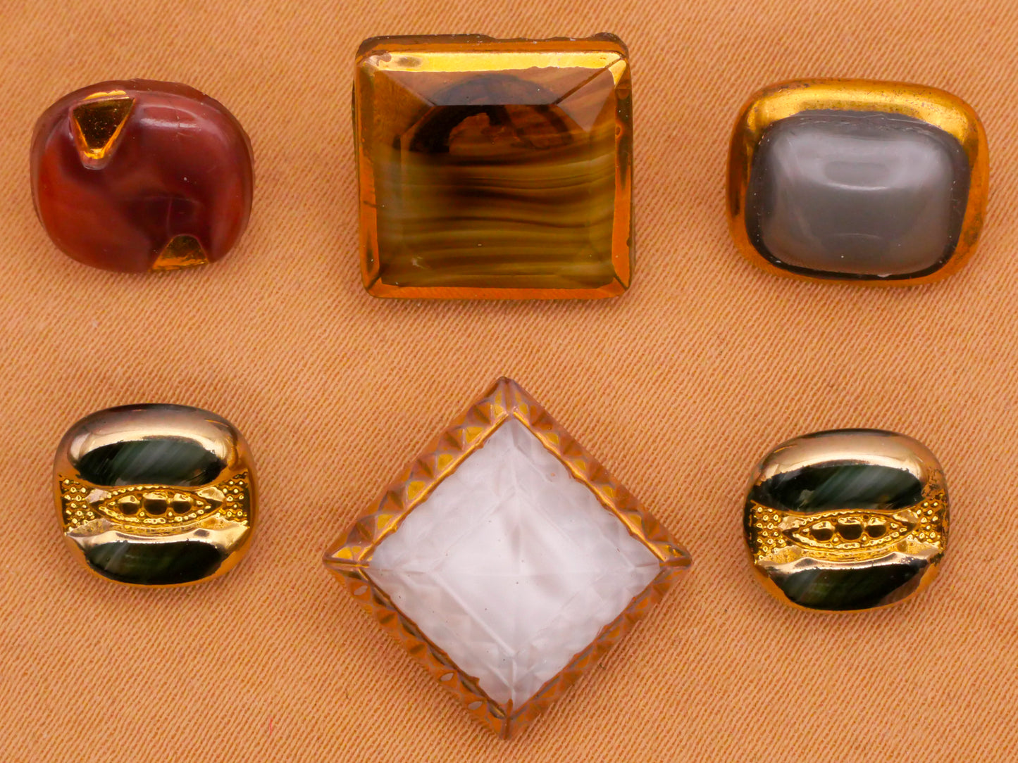 Moonglow or Dig Dug Gold Accent Vintage Glass Button Various 9-14mm
