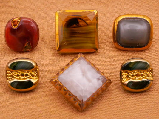 Moonglow or Dig Dug Gold Accent Vintage Glass Button Various 9-14mm