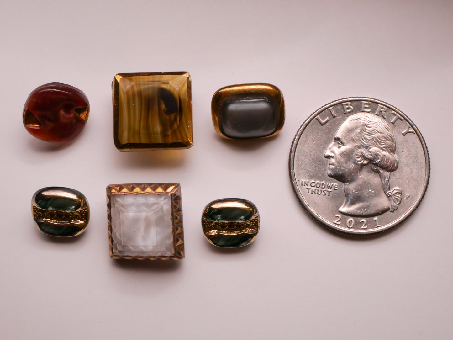 Moonglow or Dig Dug Gold Accent Vintage Glass Button Various 9-14mm