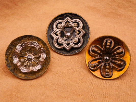 Medallion Cup Steel-Cut Center Metal Button Various 24-25mm