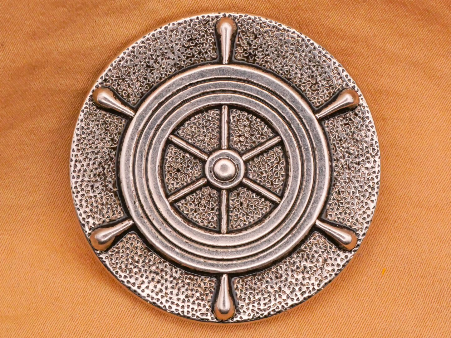 Ship's Wheel Nautical Textured Metal Large Button 38mm