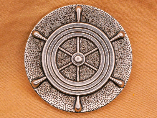 Ship's Wheel Nautical Textured Metal Large Button 38mm