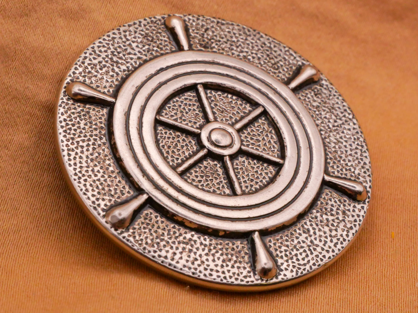 Ship's Wheel Nautical Textured Metal Large Button 38mm