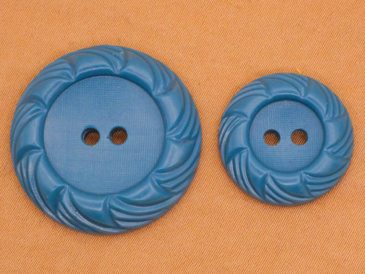 Wave Wavy Edge Blue-Green Vintage Plastic Button Various 19-27mm