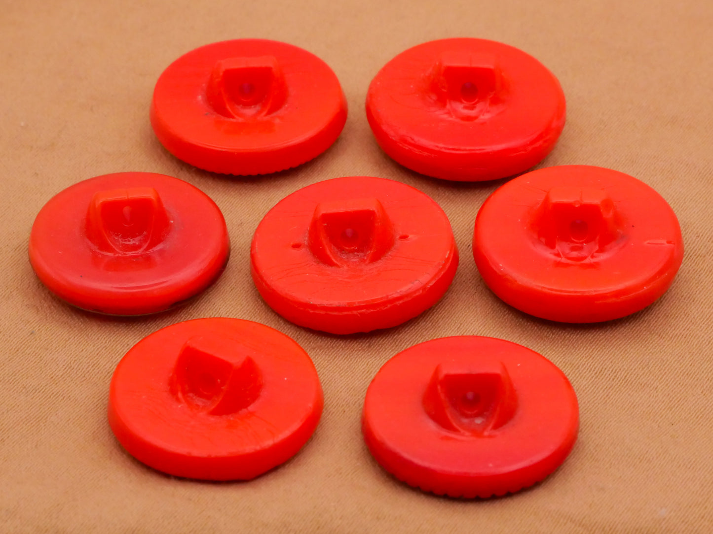 Red-Orange Metallic Accent Vintage Glass Button Various 18-19mm
