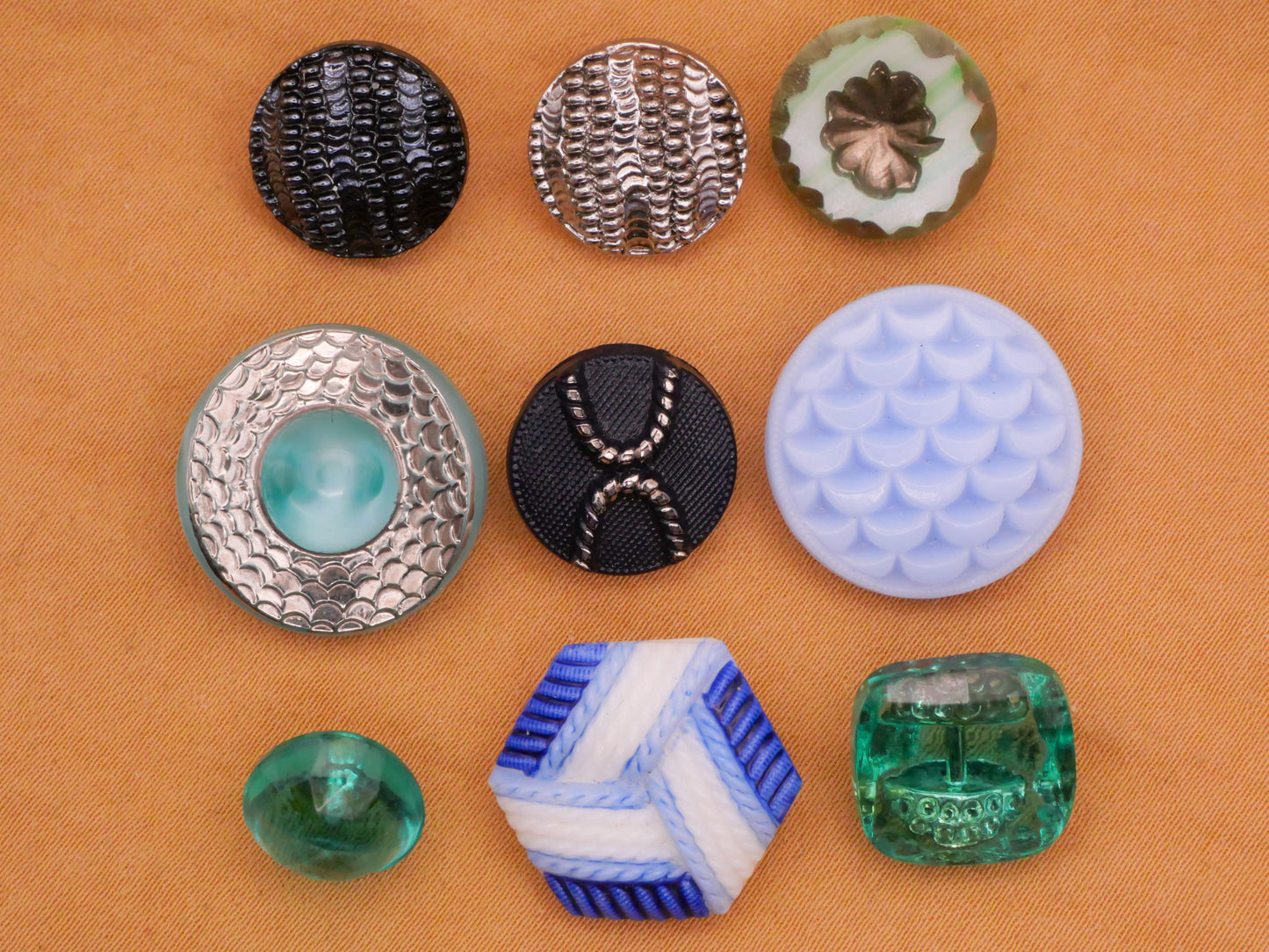 Ocean Inspired Vintage Glass Button Various 10-18mm