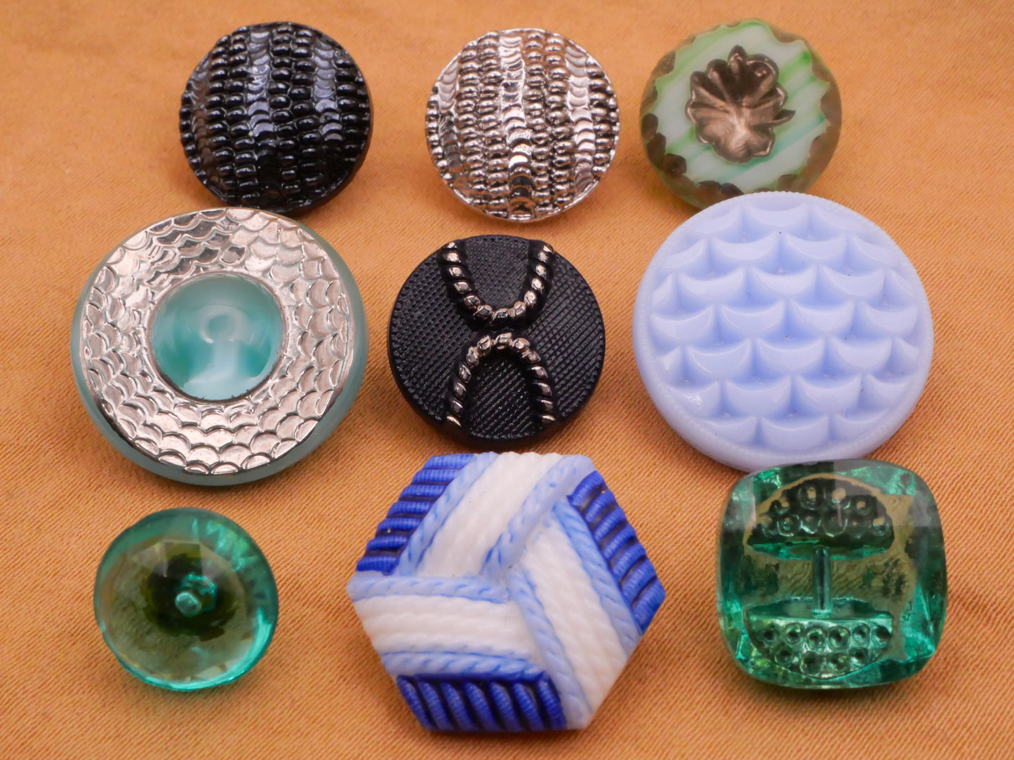 Ocean Inspired Vintage Glass Button Various 10-18mm