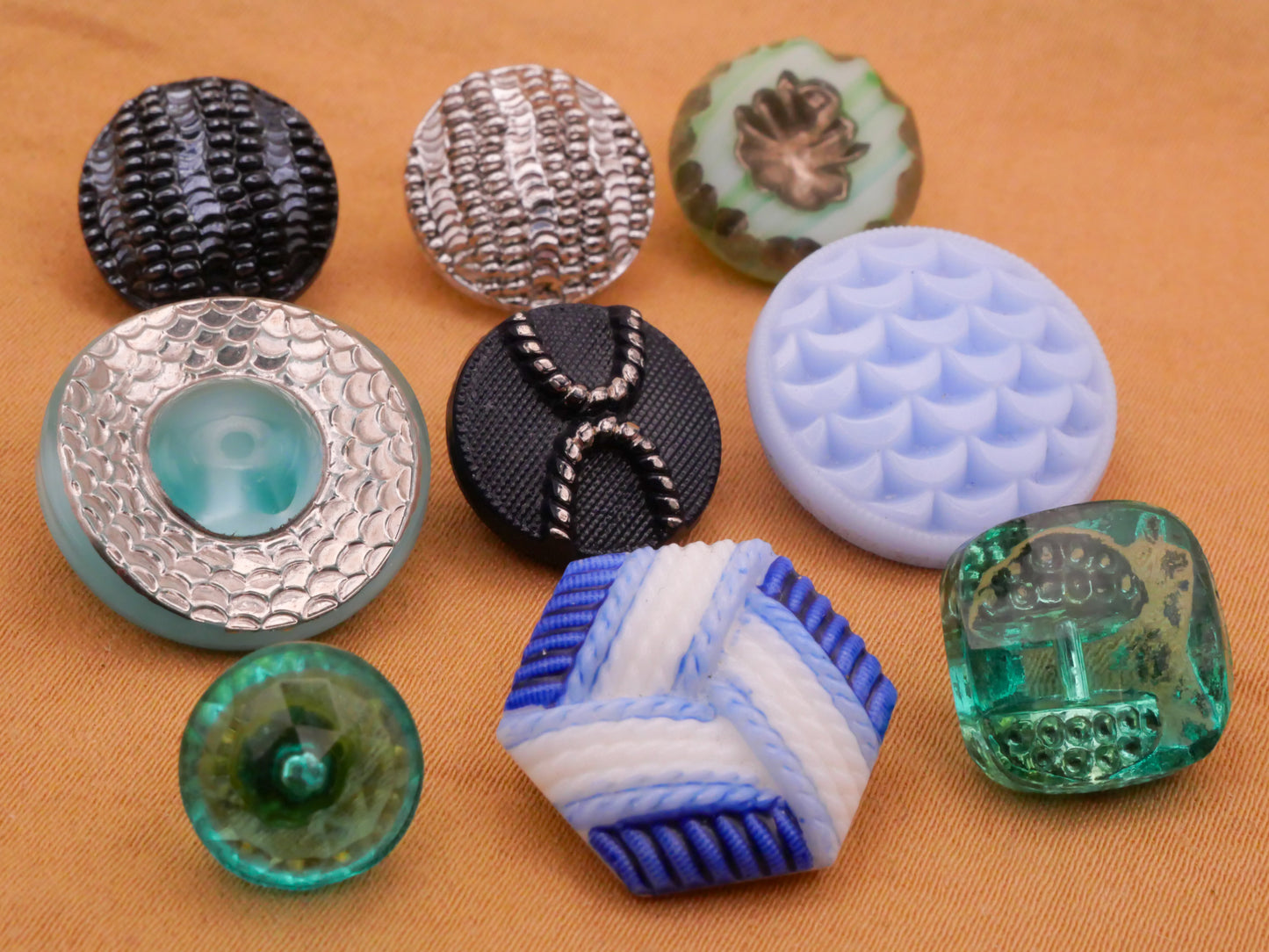 Ocean Inspired Vintage Glass Button Various 10-18mm