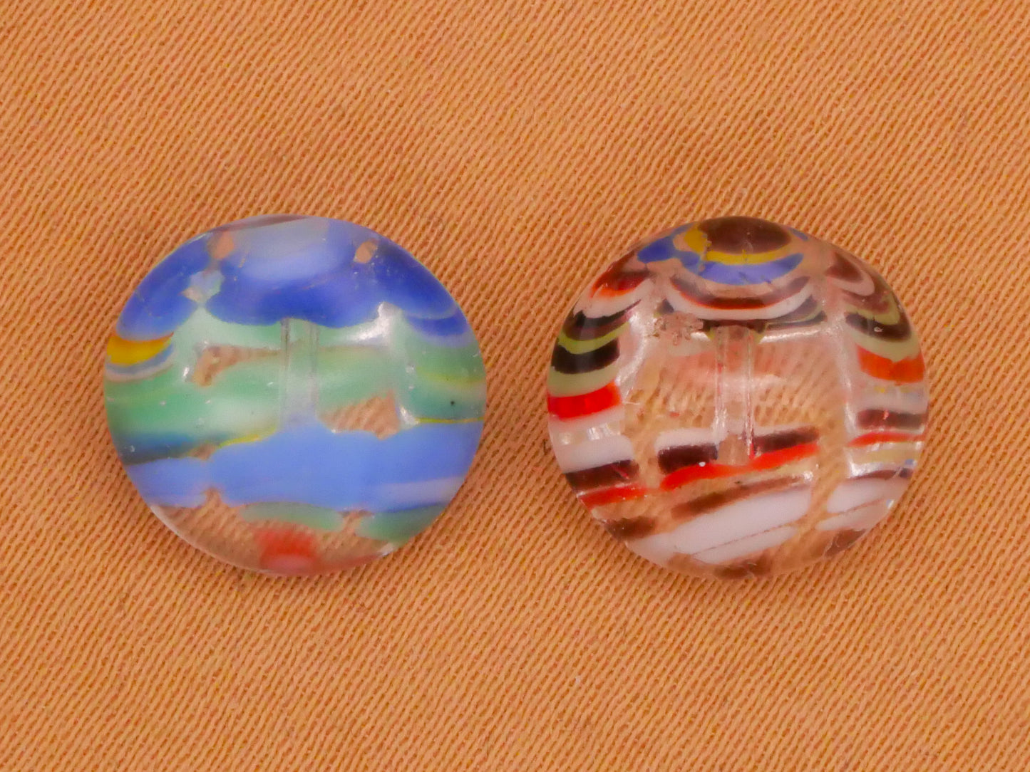 Stripe Dig Dug Small Round Glass Button Various 11mm