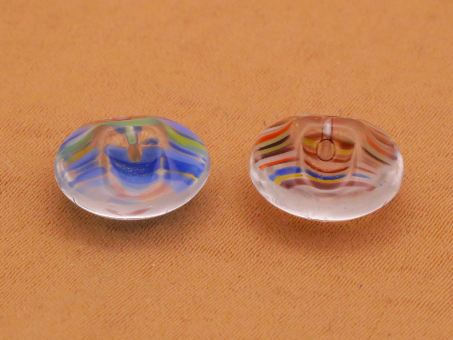 Stripe Dig Dug Small Round Glass Button Various 11mm