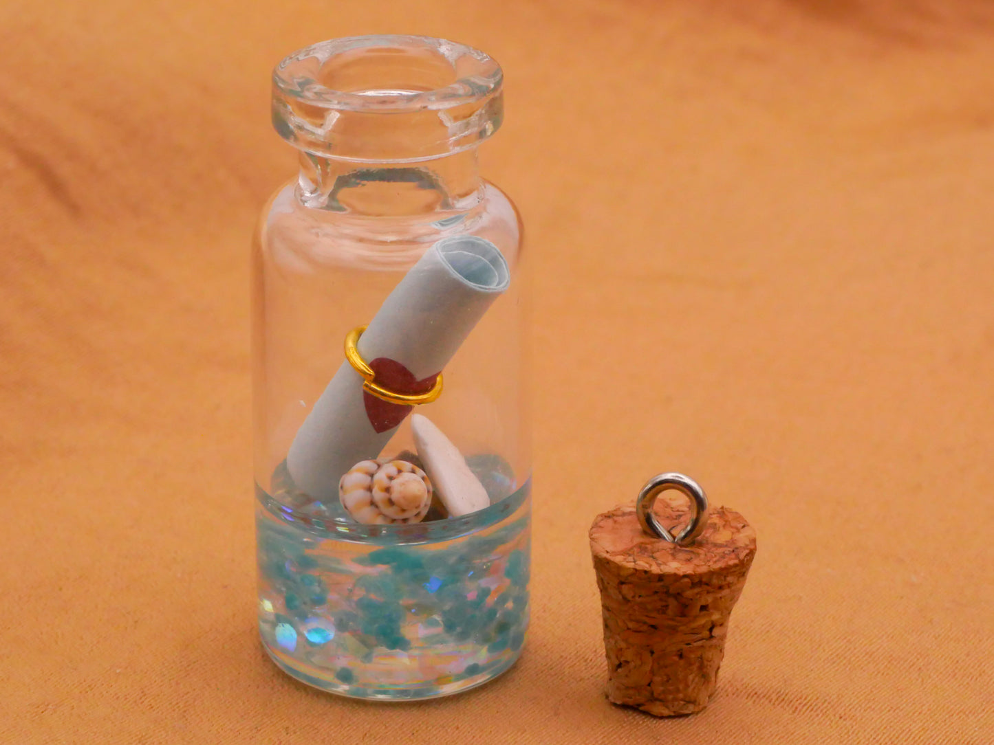Message in a Bottle Glass Cork Pendant Charm Embellishment 16x42mm