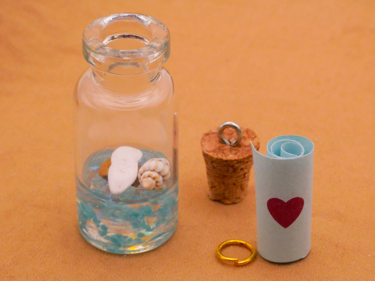 Message in a Bottle Glass Cork Pendant Charm Embellishment 16x42mm