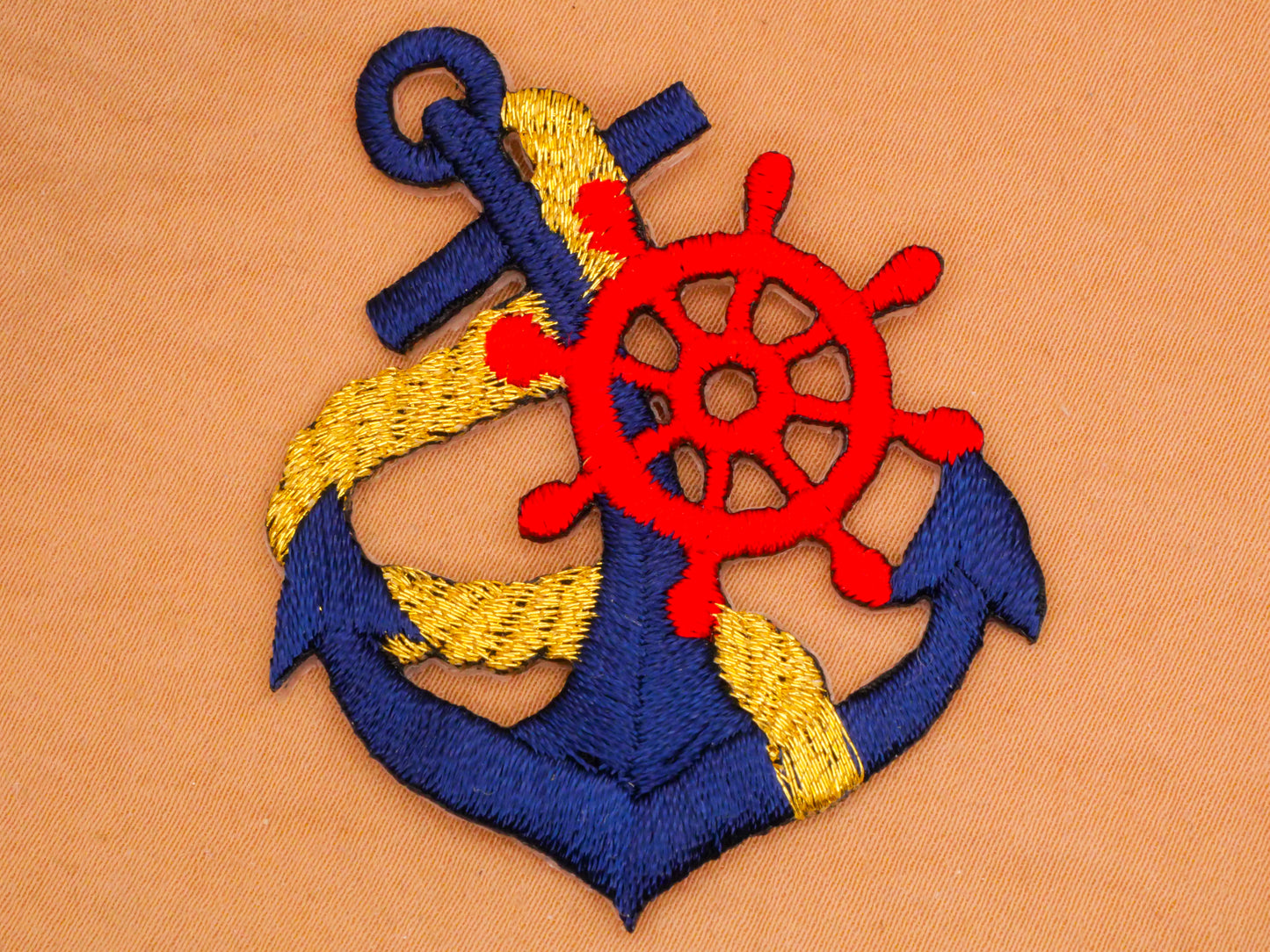 Anchor Ship's Wheel Embroidered Iron-On Patch Embellishment 42x51mm