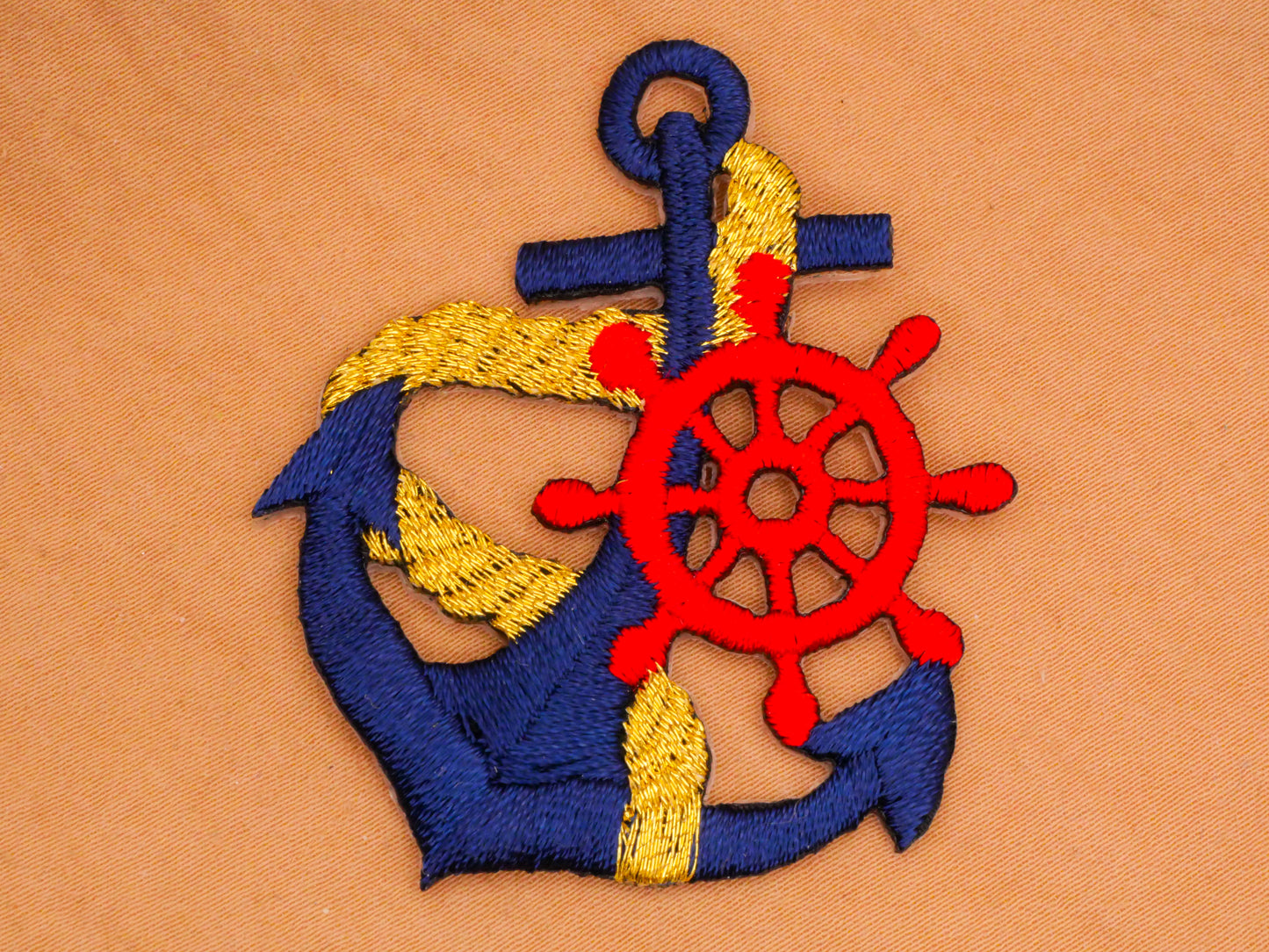 Anchor Ship's Wheel Embroidered Iron-On Patch Embellishment 42x51mm