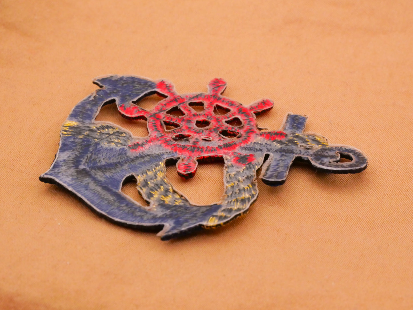 Anchor Ship's Wheel Embroidered Iron-On Patch Embellishment 42x51mm