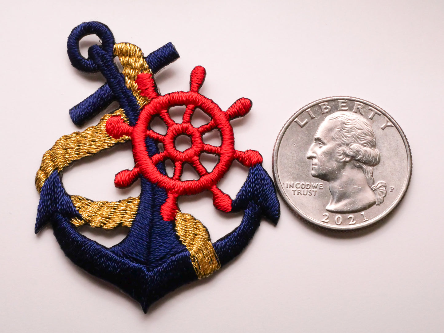 Anchor Ship's Wheel Embroidered Iron-On Patch Embellishment 42x51mm
