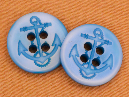 Anchor White Washed Blue-Green Plastic Pair of Buttons 18mm