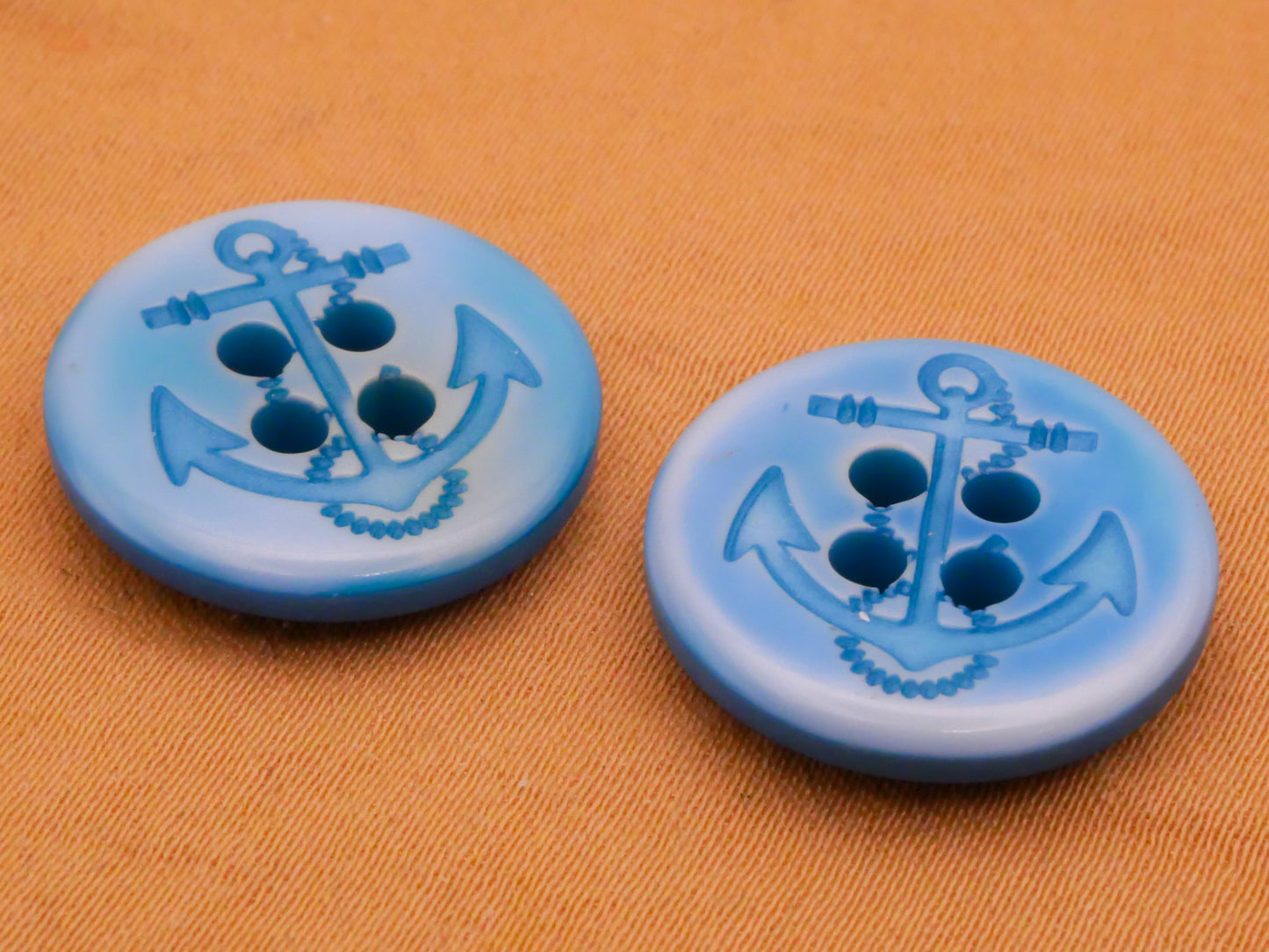 Anchor White Washed Blue-Green Plastic Pair of Buttons 18mm
