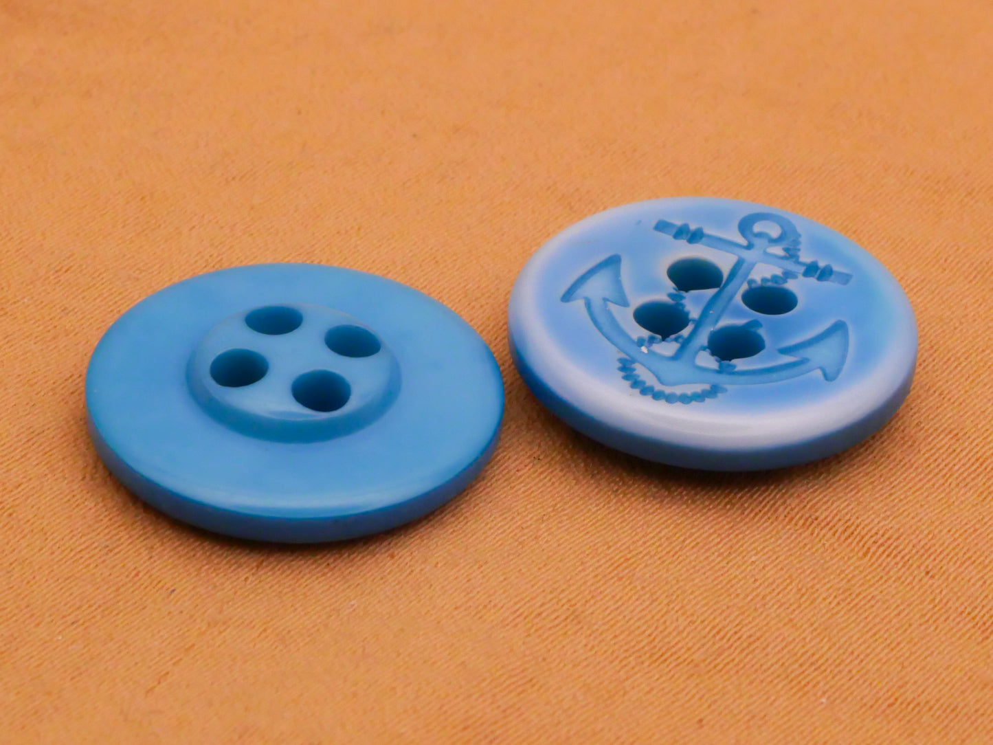 Anchor White Washed Blue-Green Plastic Pair of Buttons 18mm