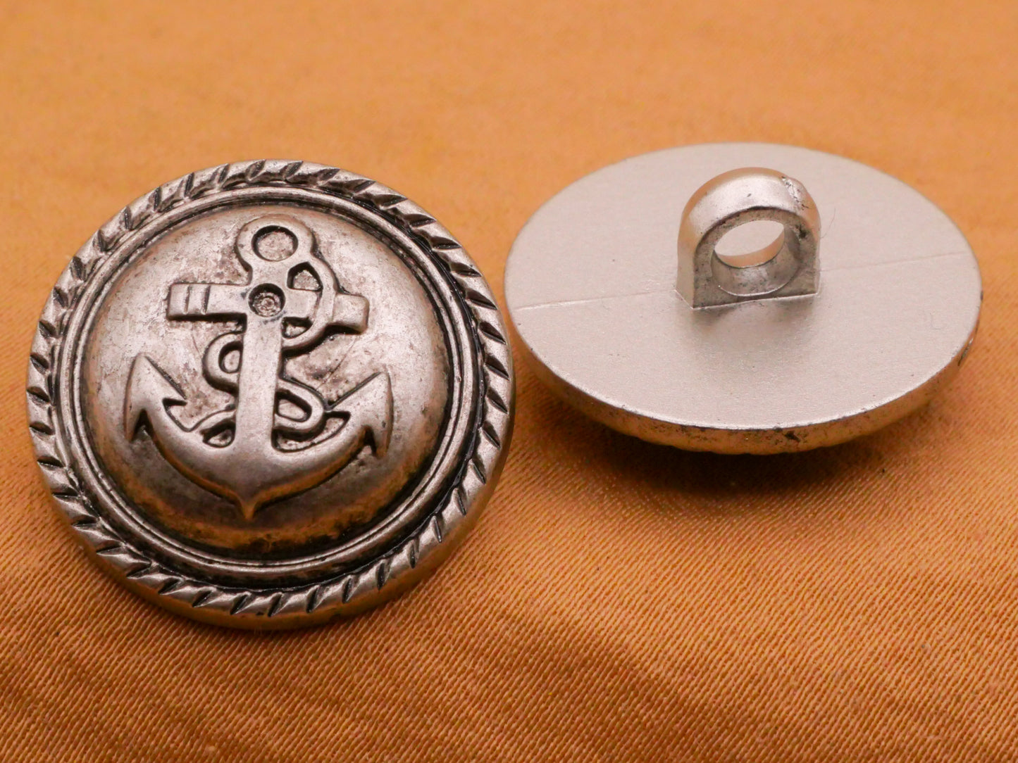 Anchor Rope Edge Silver Plastic Pair of Buttons 22mm