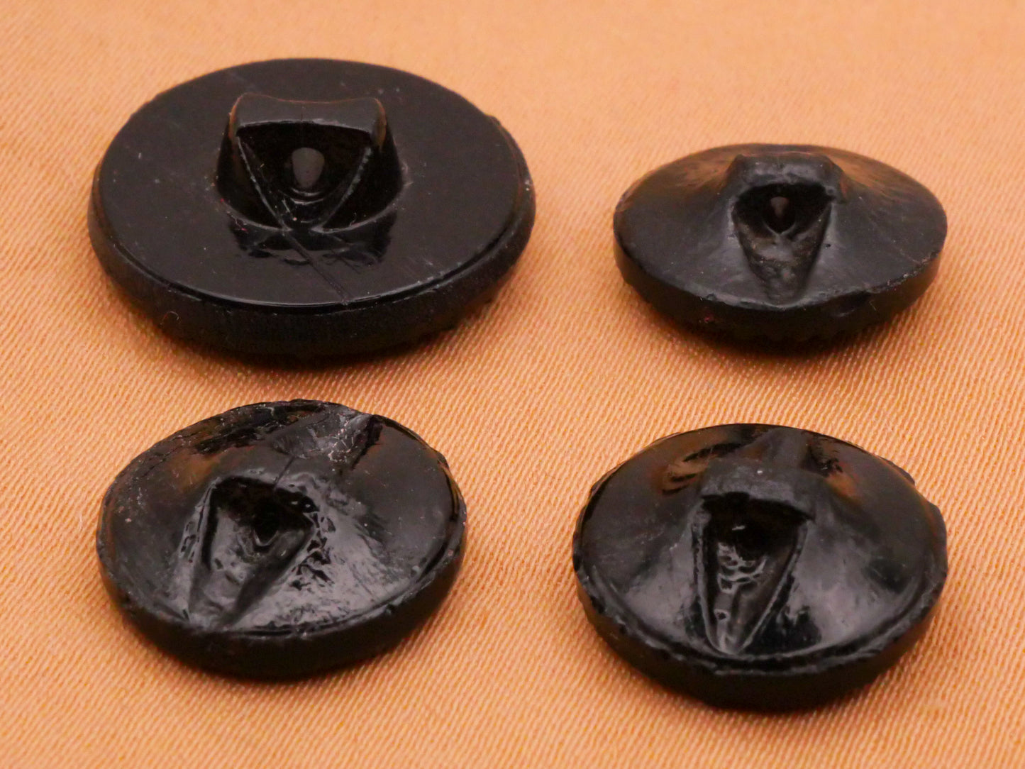 Flower Floral Fabric Look Black Glass Button Various 14-18mm