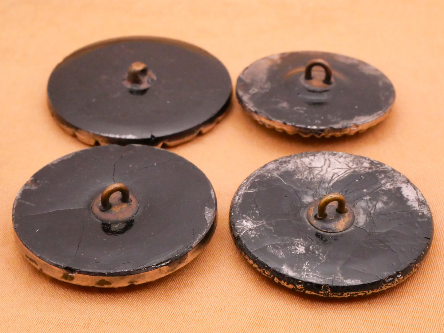 Flower Radial Design Silver Luster Black Glass Button Various 27-32mm