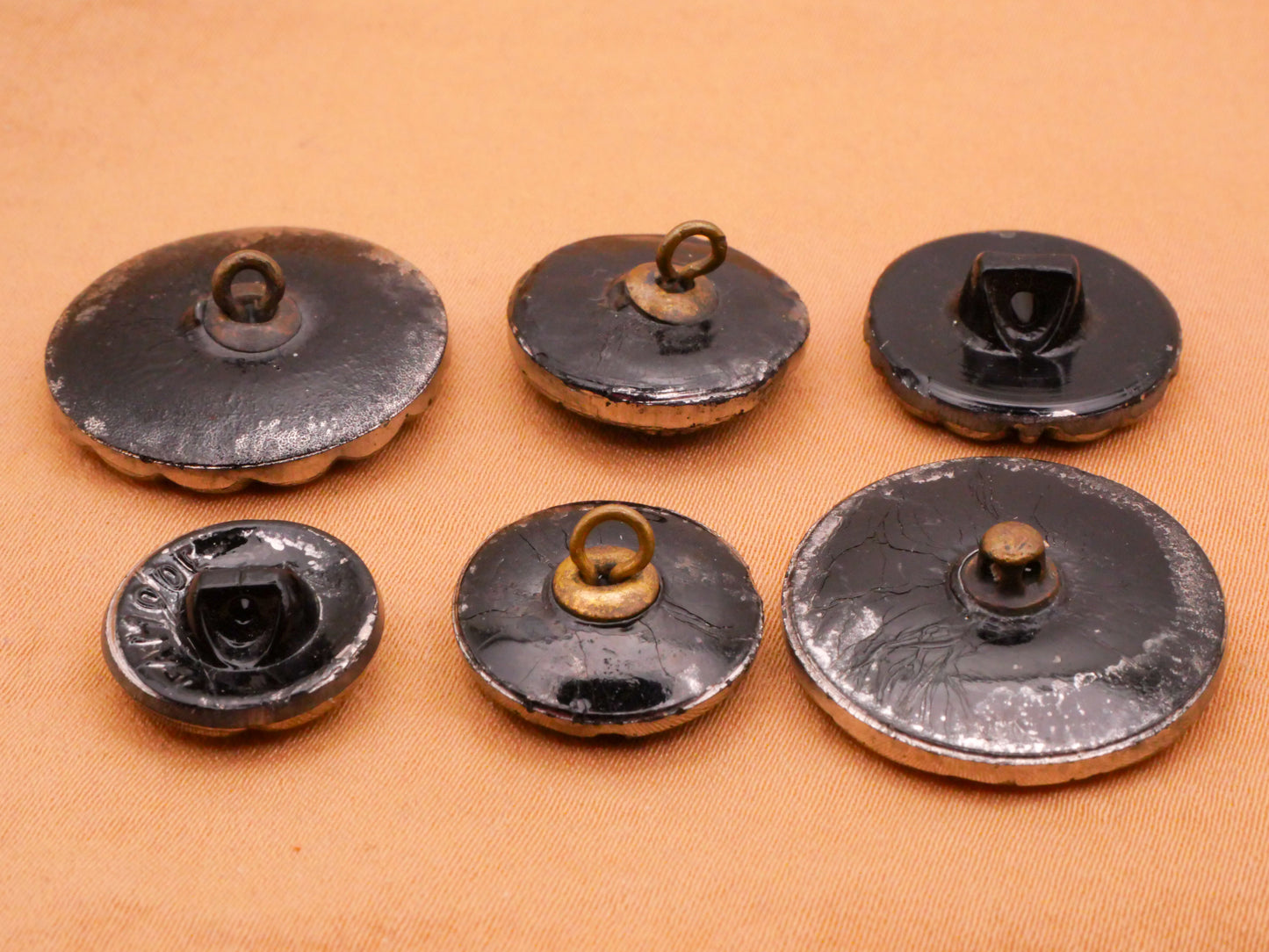 Flower Design Silver Luster Black Glass Button Various 14-23mm