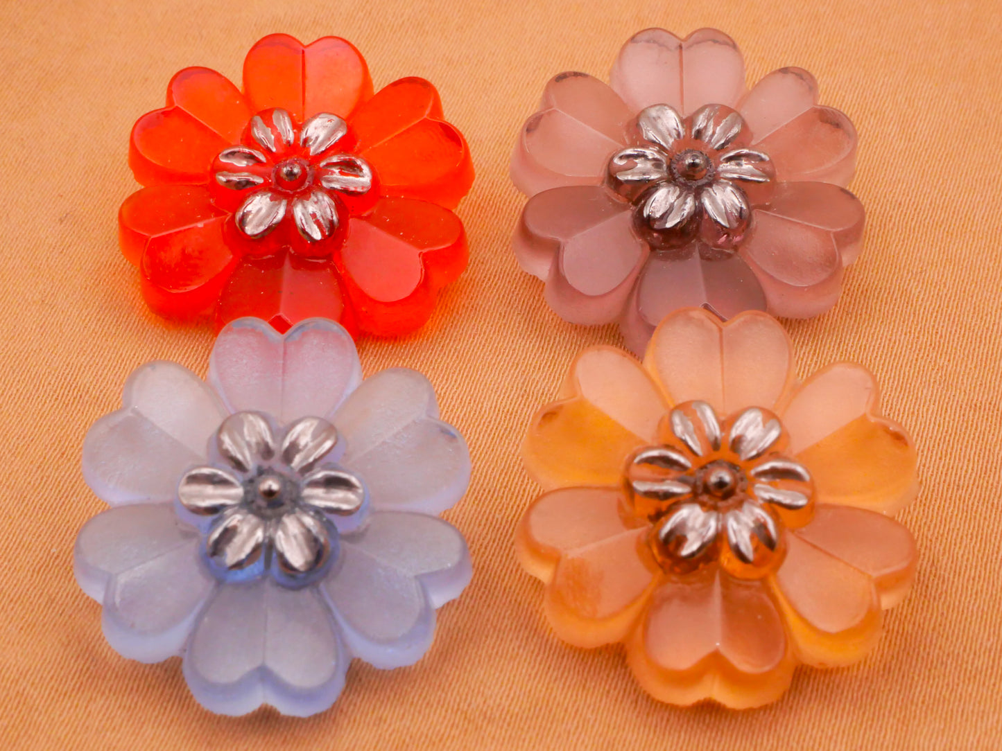 Flower Shape Vintage Glass Rosette Shank Button Various 21mm