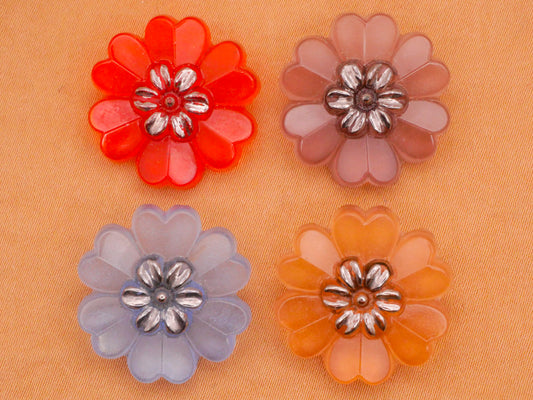 Flower Shape Vintage Glass Rosette Shank Button Various 21mm