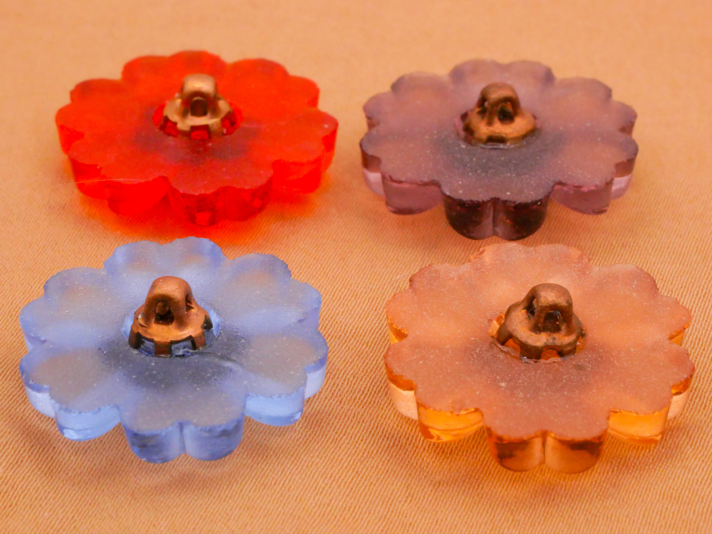 Flower Shape Vintage Glass Rosette Shank Button Various 21mm