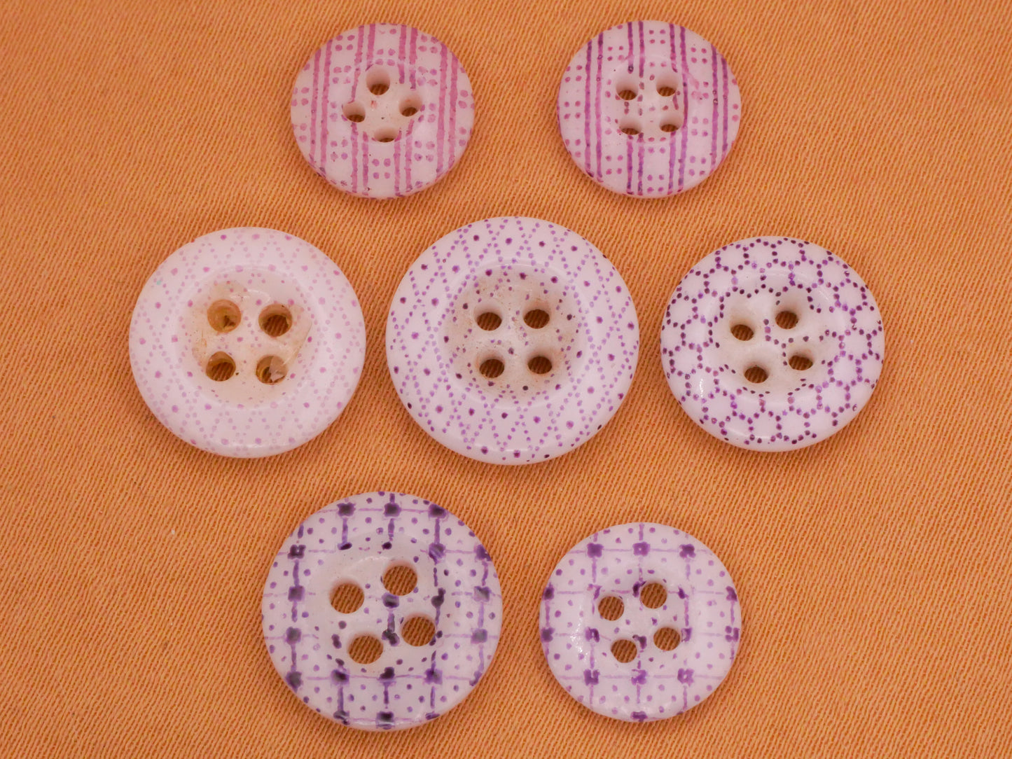 Purple Calico China Button Various 10-14mm